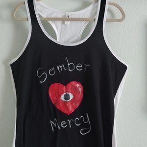 Somber Mercy Official Merch 'Aware Heart' Handpainted Black & White Tank Glitter